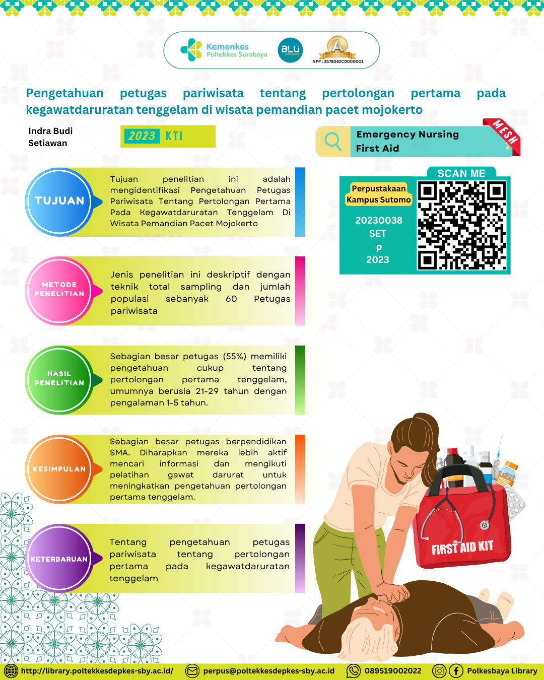 Pengetahuan petugas pariwisata Mojokerto tentang pertolongan pertama pada kegawatdaruratan tenggelam di Wisata Pemandian Pacet Mojokerto